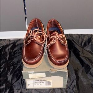 Timberland Brown Leather Boat Shoes with Moccasin Construction